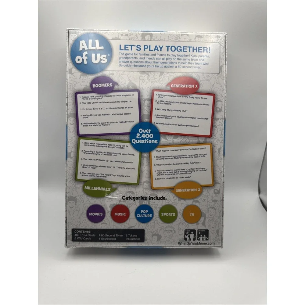 All Of Us The Trivia Game for Generations Play Together 2,400 Questions - New